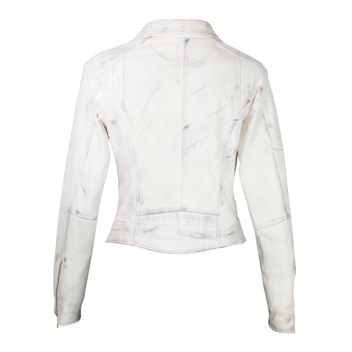 Giacca da donna in pelle bianco maculato con doppio petto - LeonardoShoes