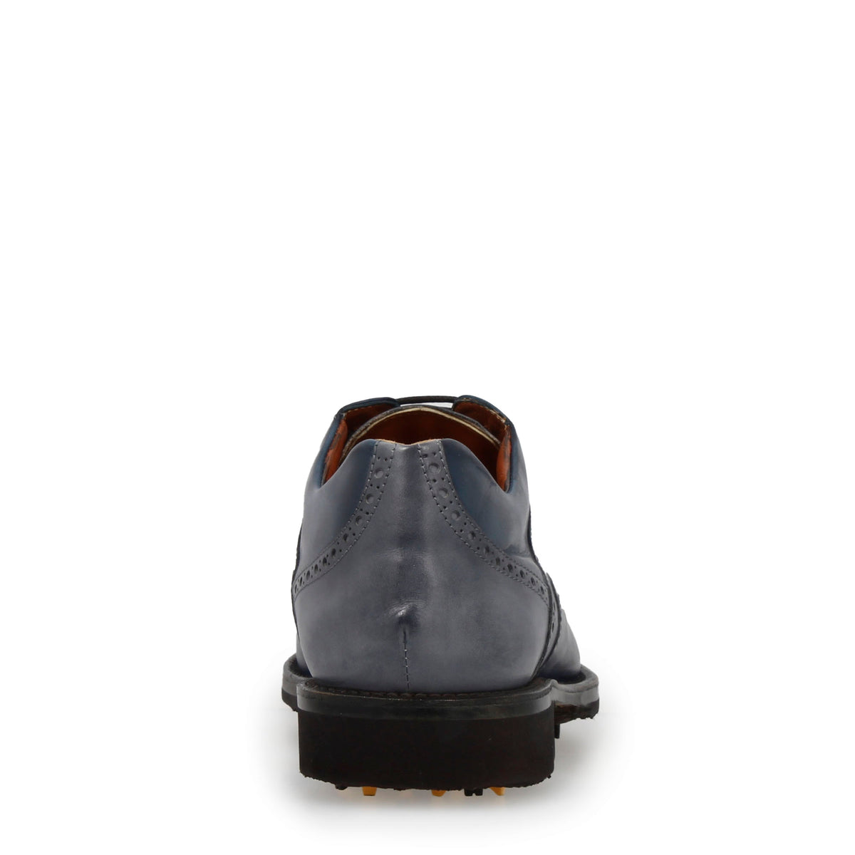 Scarpe da golf artigianali in pelle colore blu jeans - LeonardoShoes
