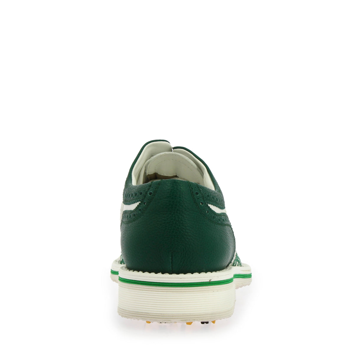 Scarpe da golf artigianali in pelle intrecciata bianca e verde - LeonardoShoes