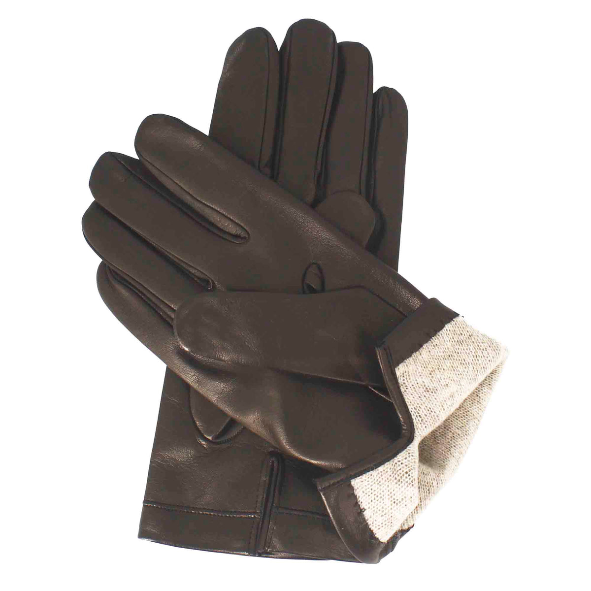 Guanti da uomo fatti a mano in nappa colore marrone foderati in cashmere - LeonardoShoes