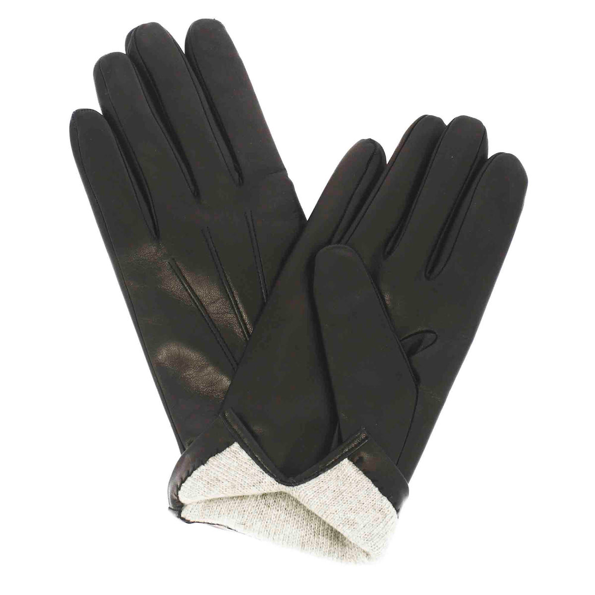 Guanto da uomo nero in pelle colore nero foderato in cashmere - LeonardoShoes