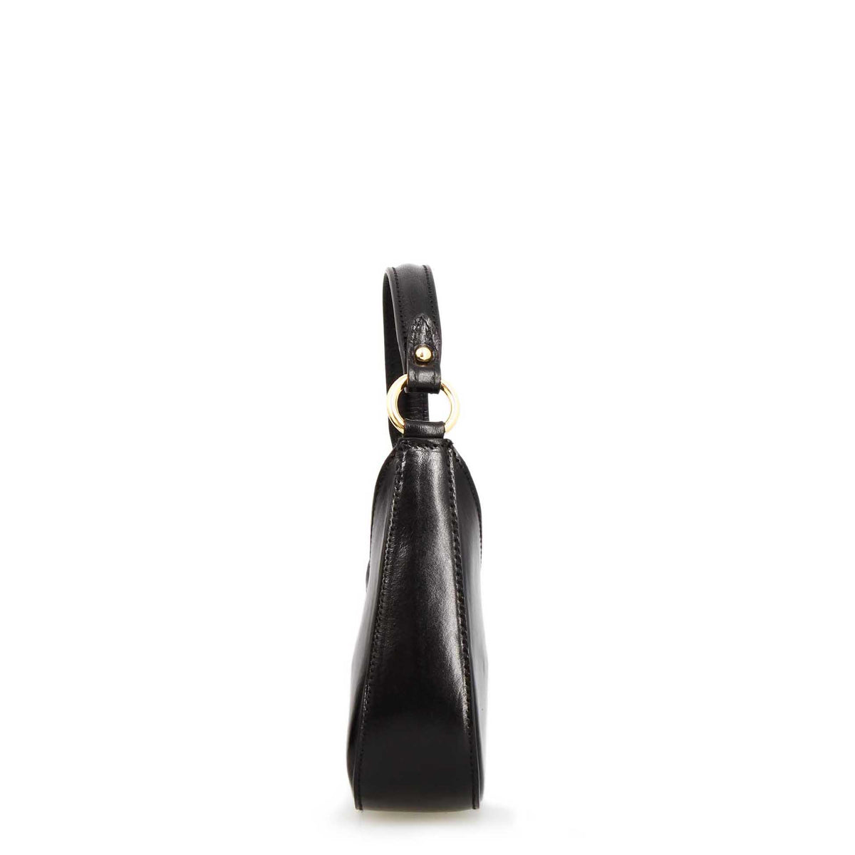 Isotta S - Mini borsa mezzaluna in pelle nera