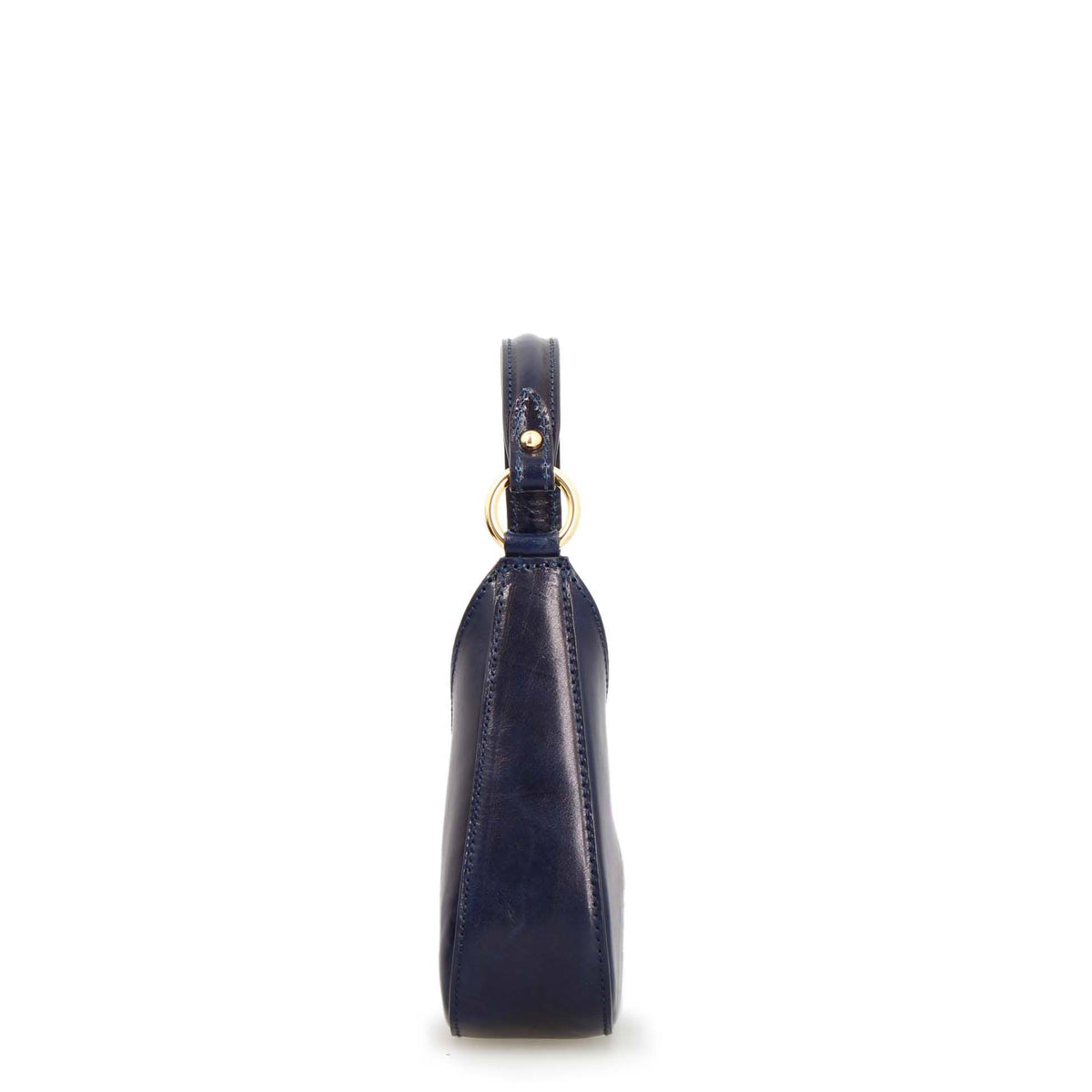 Isotta S - Mini borsa mezzaluna in pelle blu