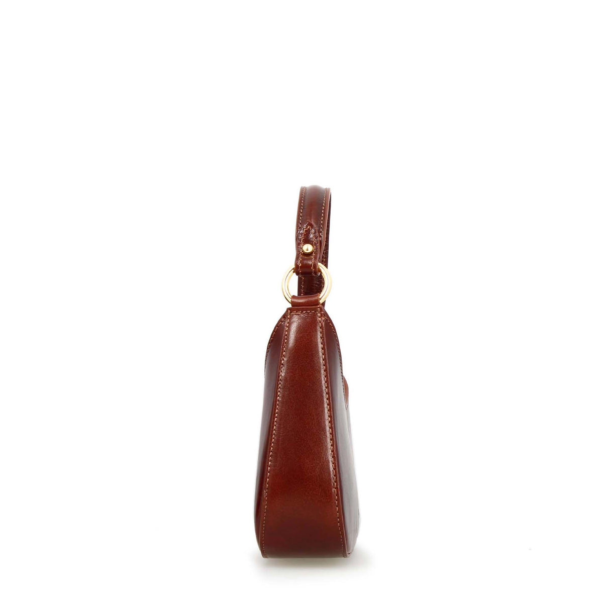Isotta S - Mini borsa mezzaluna in pelle marrone