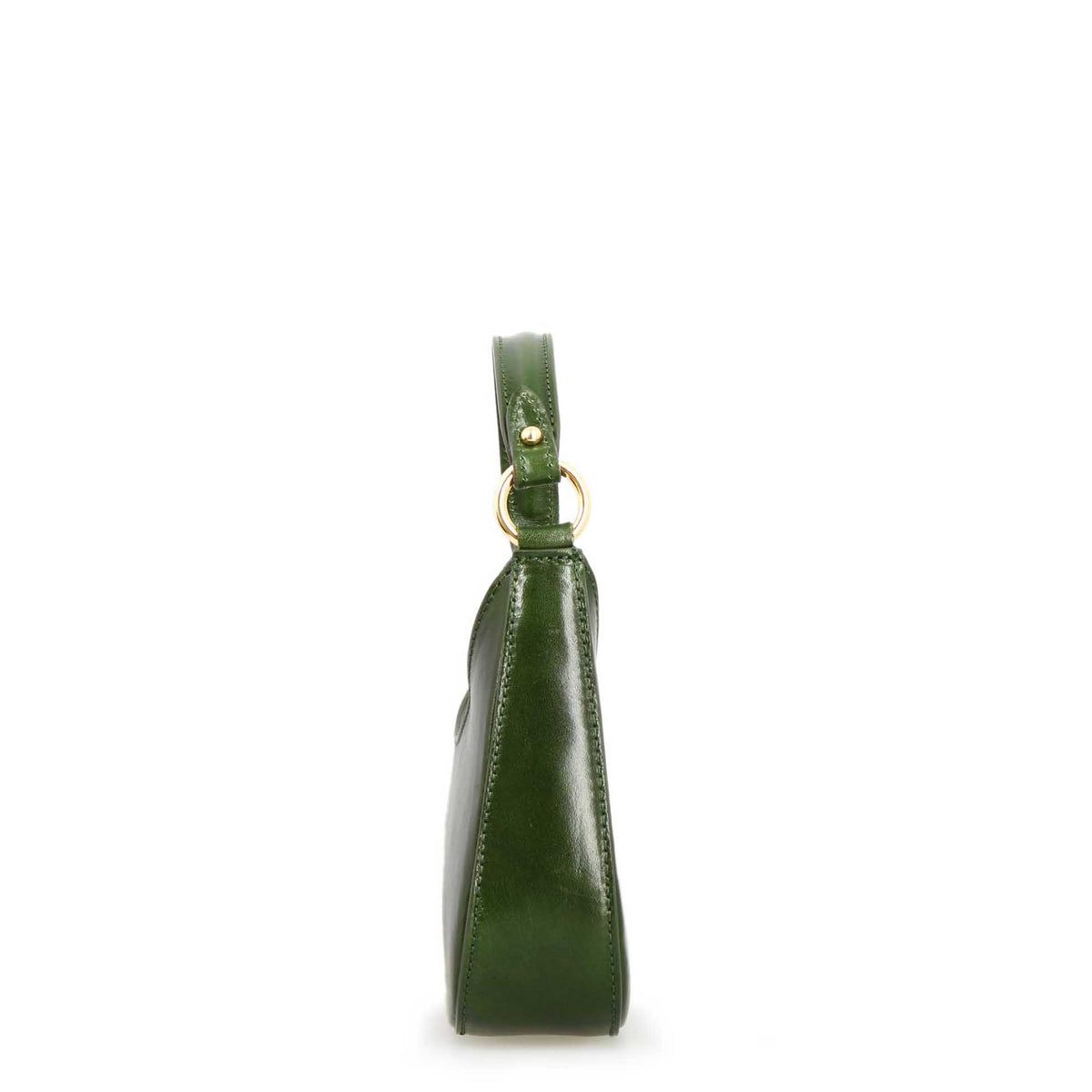 Isotta S - Mini borsa mezzaluna in pelle verde