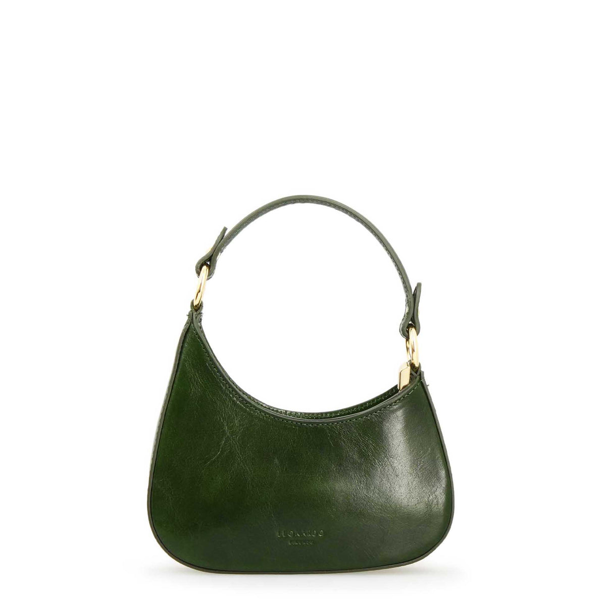 Isotta S - Mini borsa mezzaluna in pelle verde