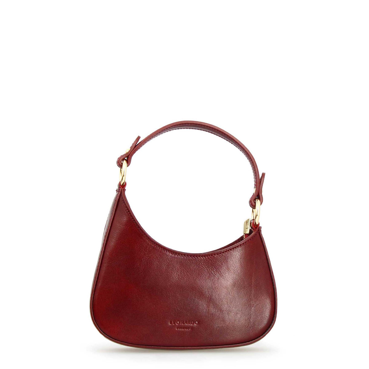 Isotta S - Mini borsa mezzaluna in pelle bordeaux