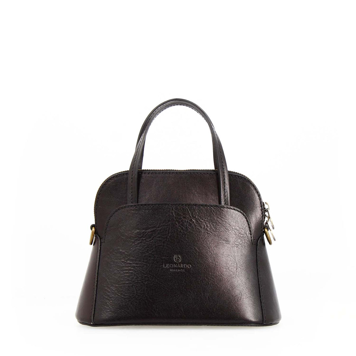 Borsa a tracolla Livia da donna in pelle nera semi lucida - LeonardoShoes