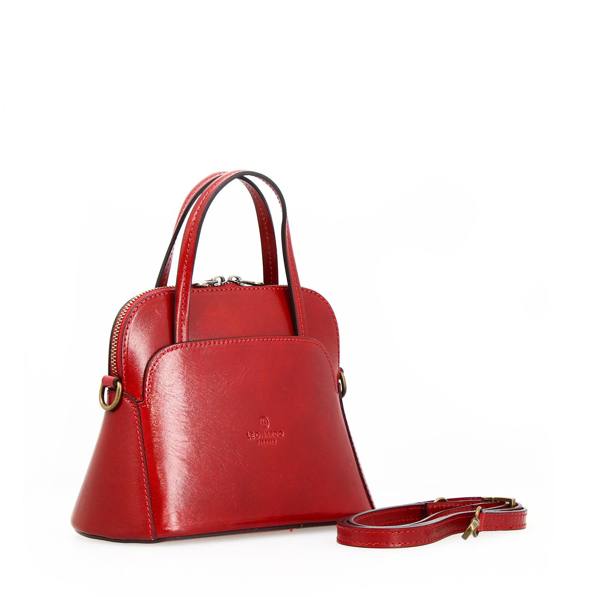 Borsa a tracolla Livia da donna in pelle rossa semi lucida - LeonardoShoes