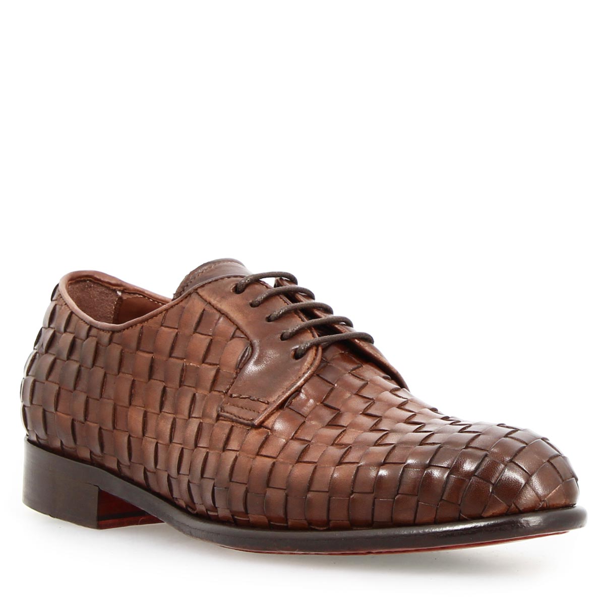 Derby Cipriano da uomo in pelle marrone - LeonardoShoes