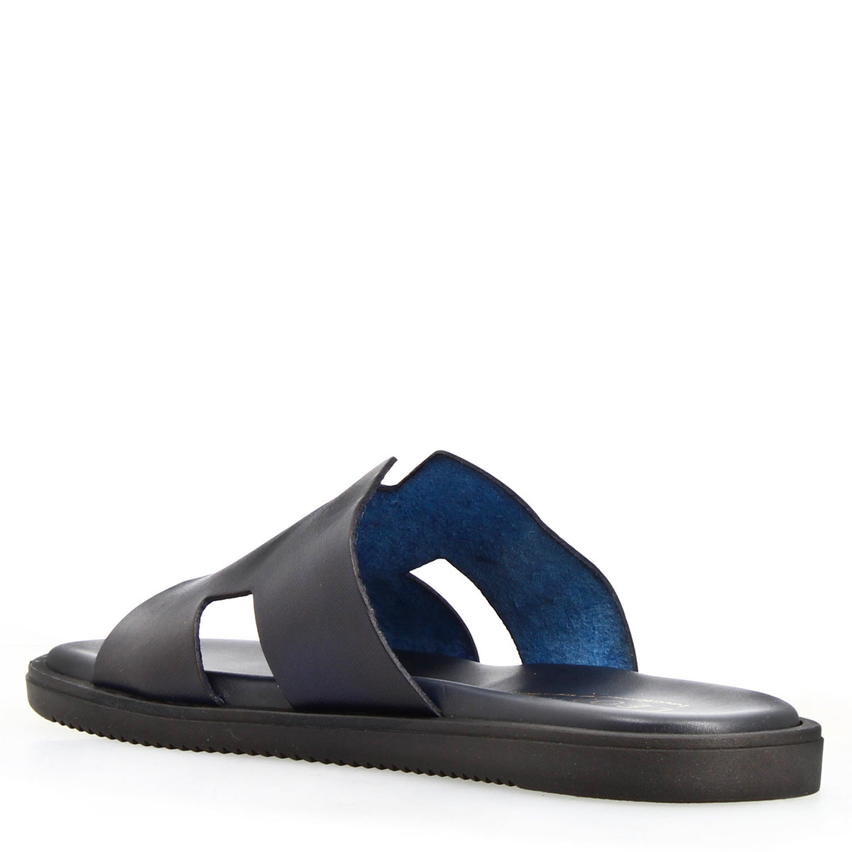 Sandali uomo forma H in pelle stampata blu - LeonardoShoes