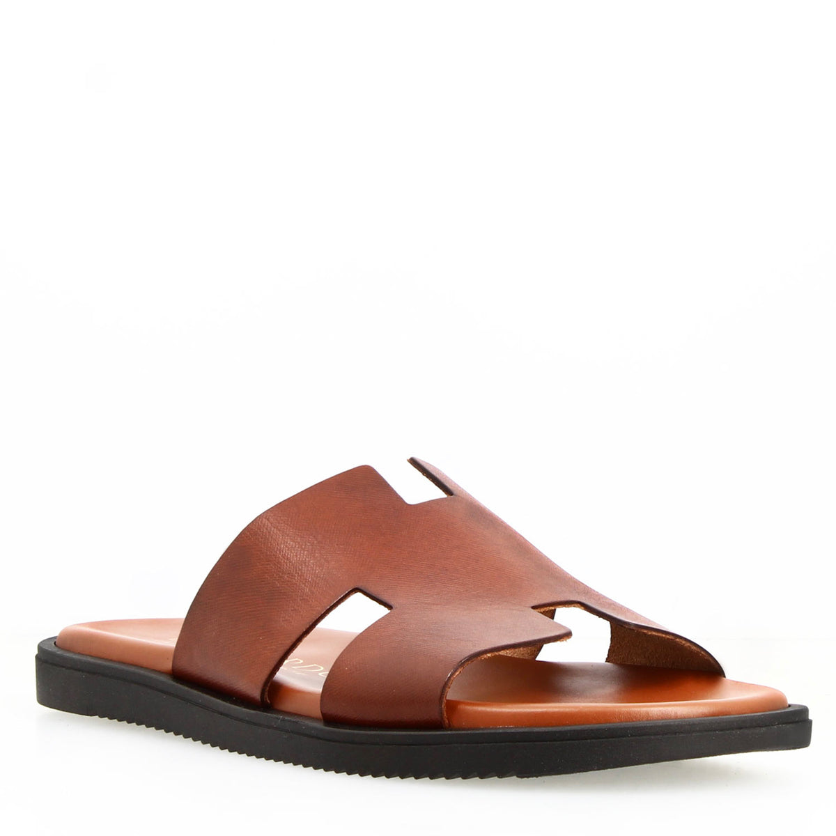 Sandali uomo a H in pelle stampata colore marrone fatti a mano - LeonardoShoes