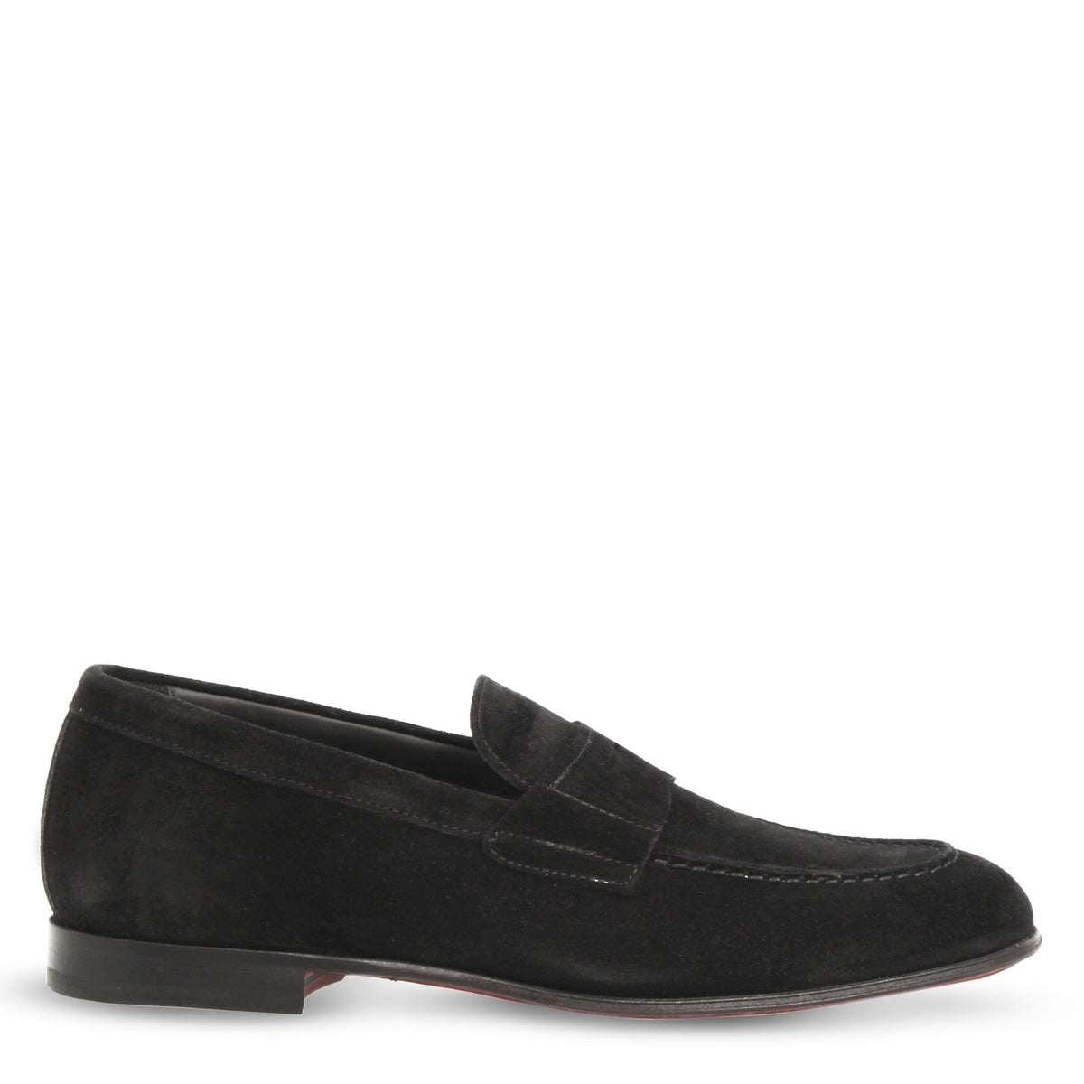 Mocassino nero artigianale da uomo in pelle scamosciata - LeonardoShoes