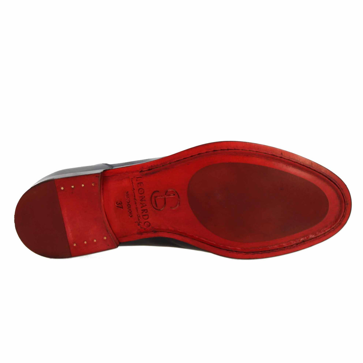 Mocassini da donna artigianali in pelle nera con nappine - LeonardoShoes