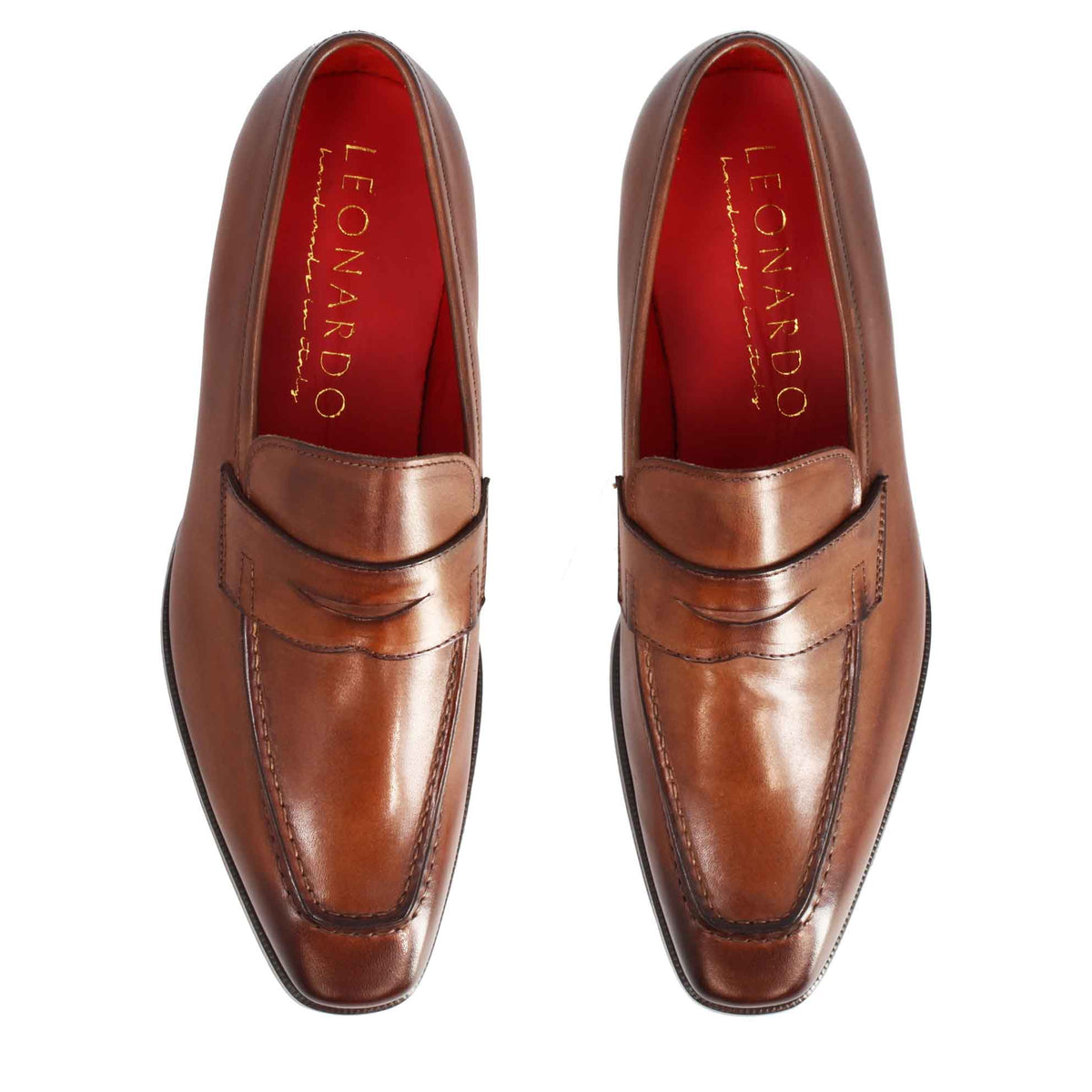 Mocassini artigianali da uomo in pelle marrone - LeonardoShoes