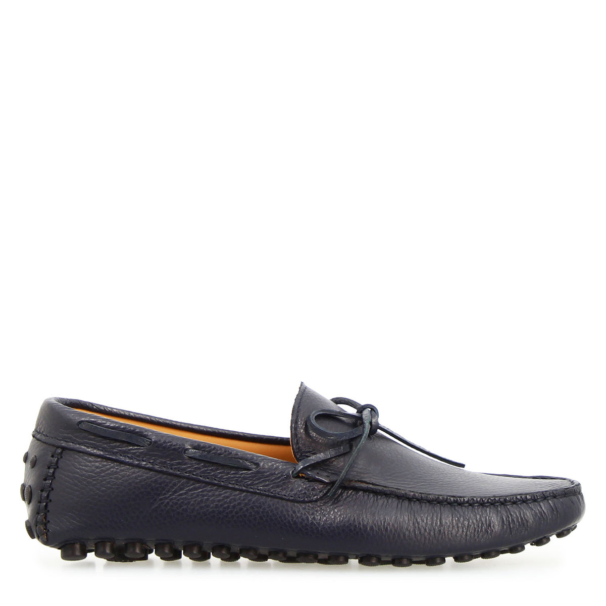 Mocassino Dario artigianale carshoe da uomo in pelle blu - LeonardoShoes