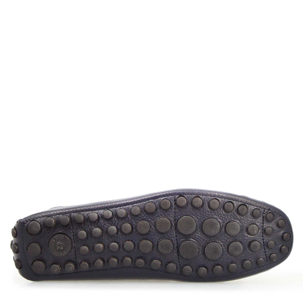 Mocassino Dario artigianale carshoe da uomo in pelle blu - LeonardoShoes
