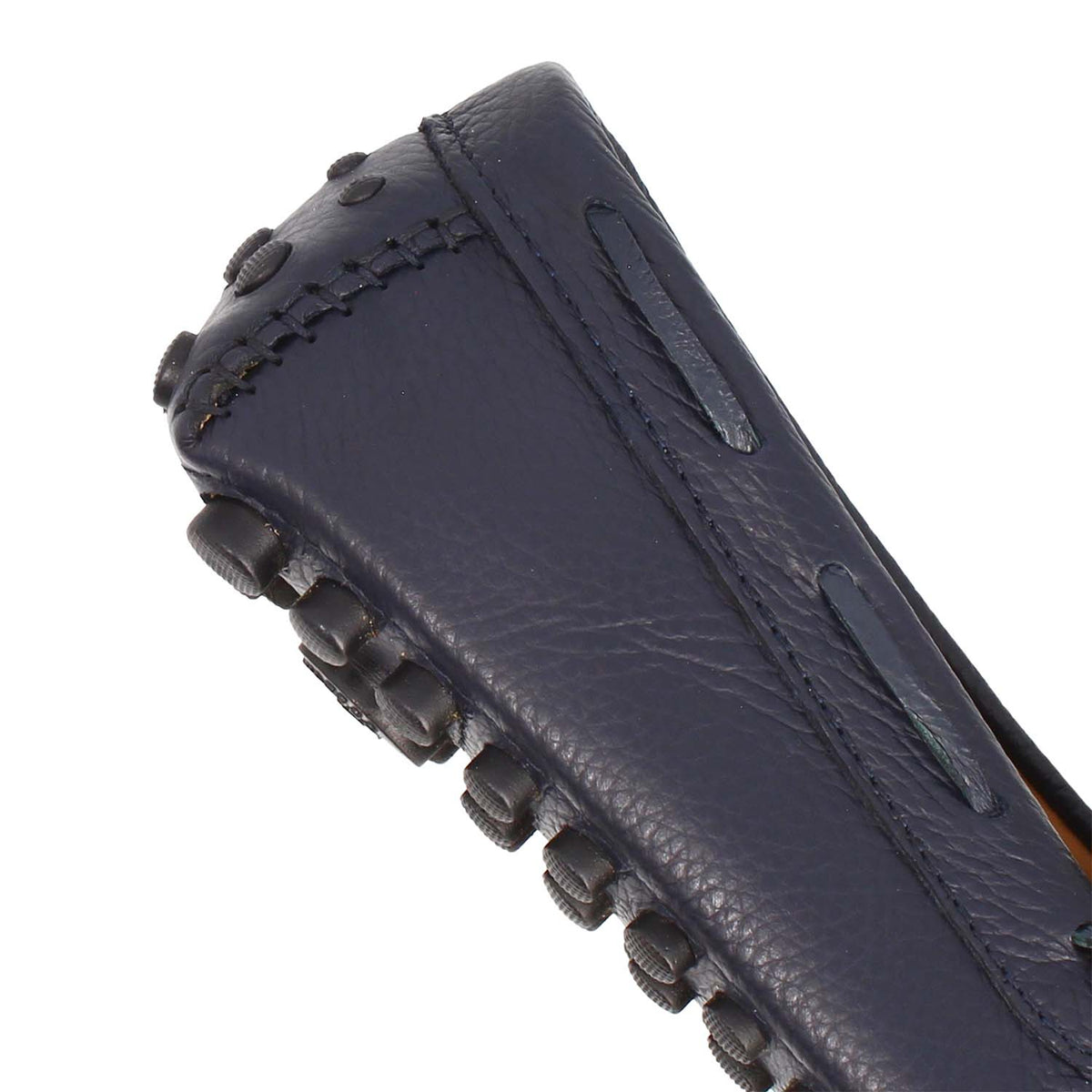 Mocassino Dario artigianale carshoe da uomo in pelle blu - LeonardoShoes