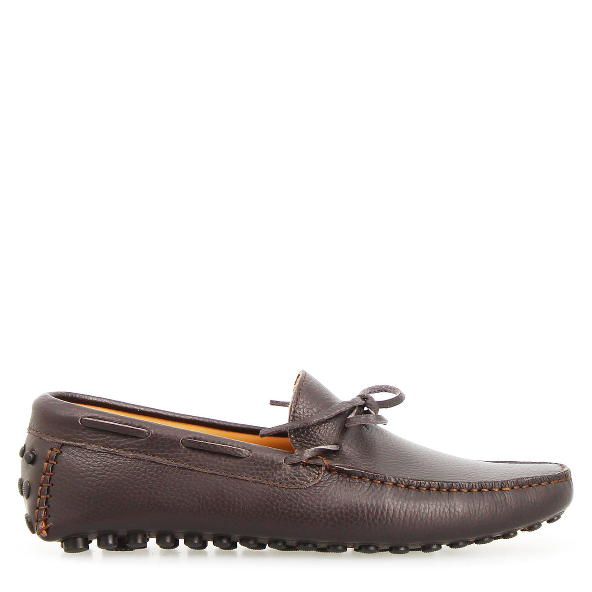 Mocassino artigianale driving da uomo in pelle marrone Dario - LeonardoShoes