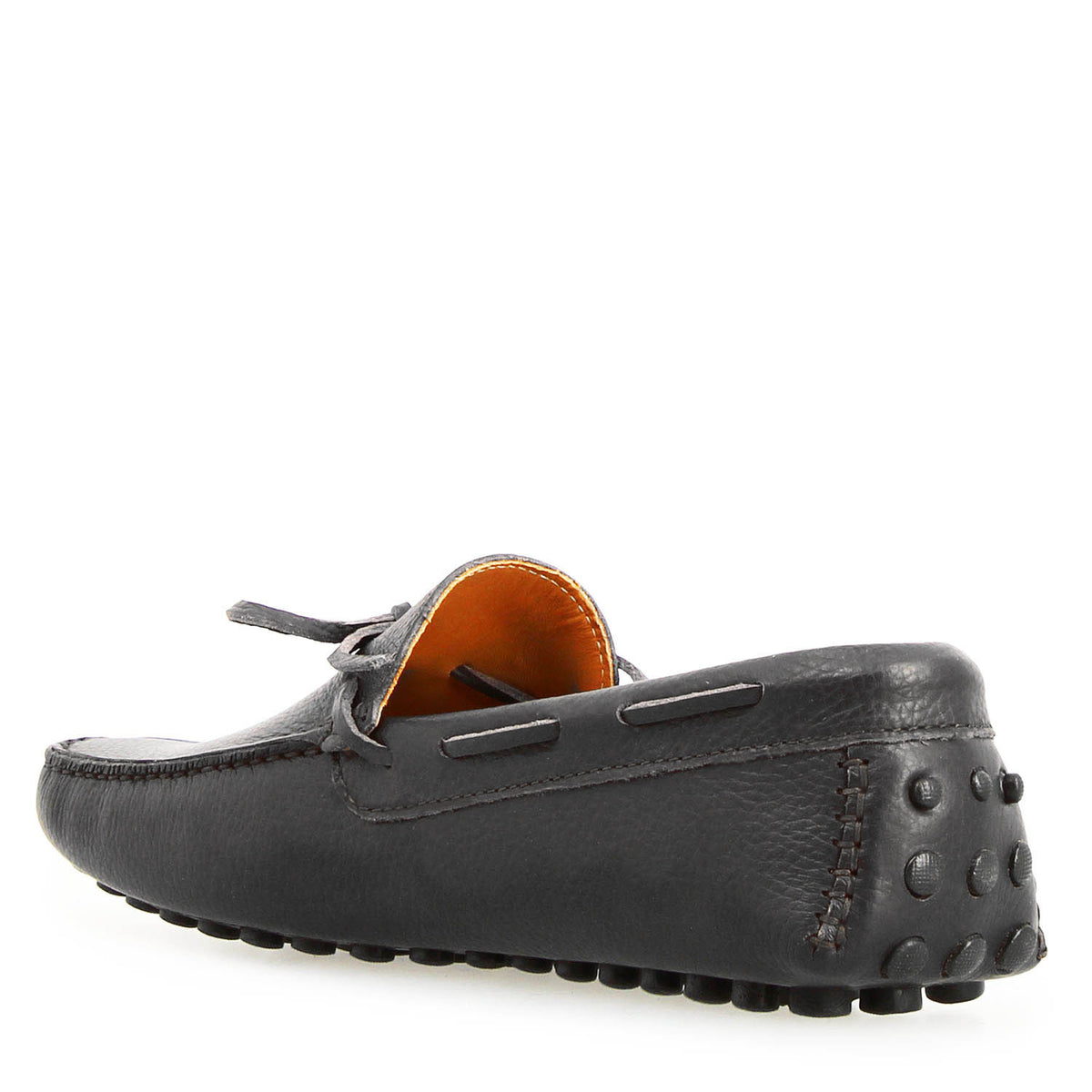 Mocassino Dario artigianale carshoe da uomo in pelle nera - LeonardoShoes