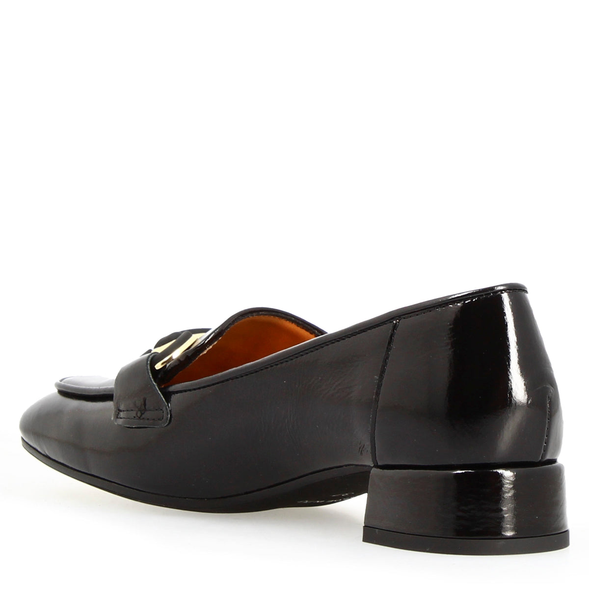 Mocassino artigianale da donna in pelle lucida colore nero - LeonardoShoes