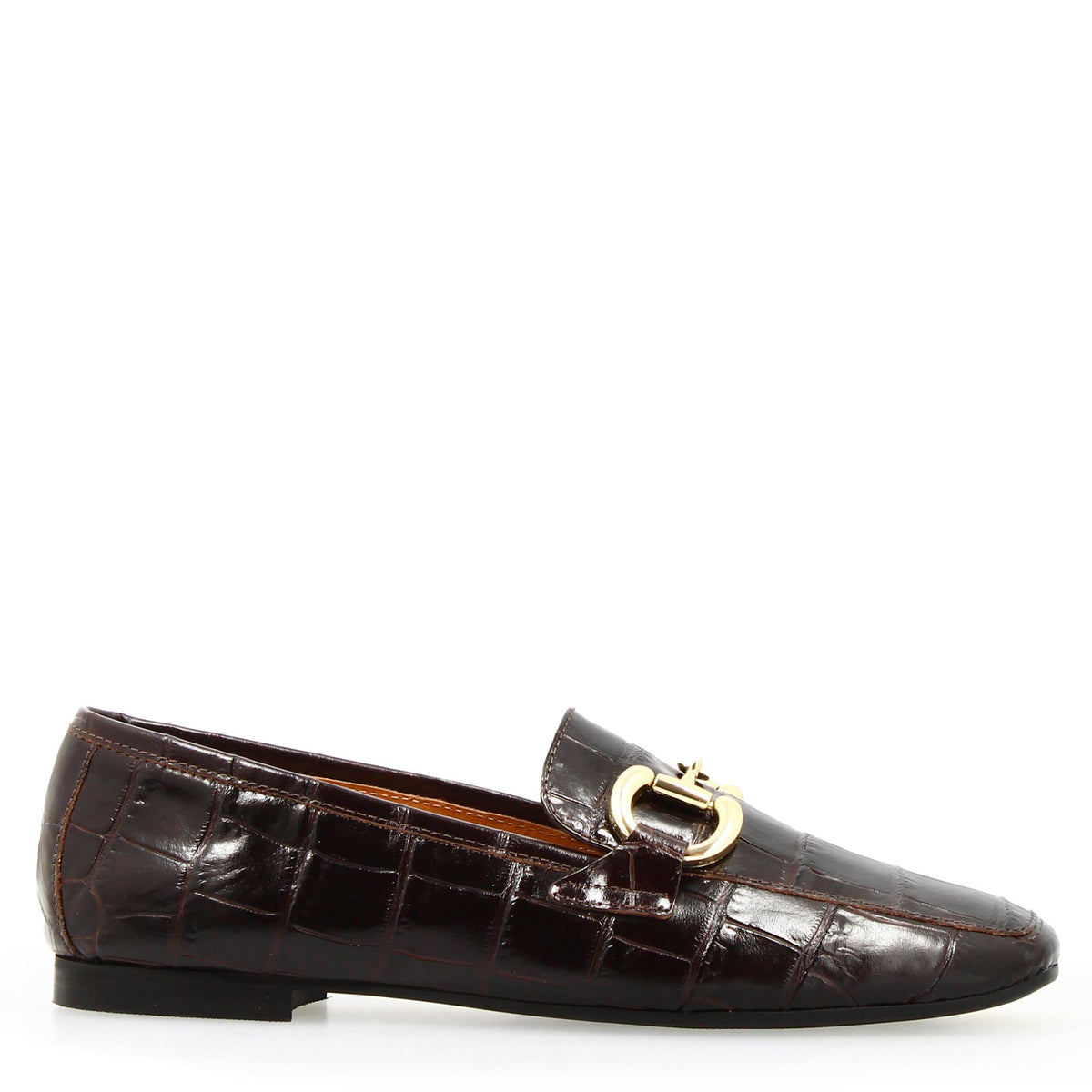 Mocassino artigianale da donna in pelle stampa cocco marrone - LeonardoShoes