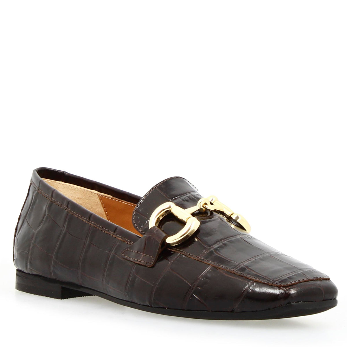 Mocassino artigianale da donna in pelle stampa cocco marrone - LeonardoShoes