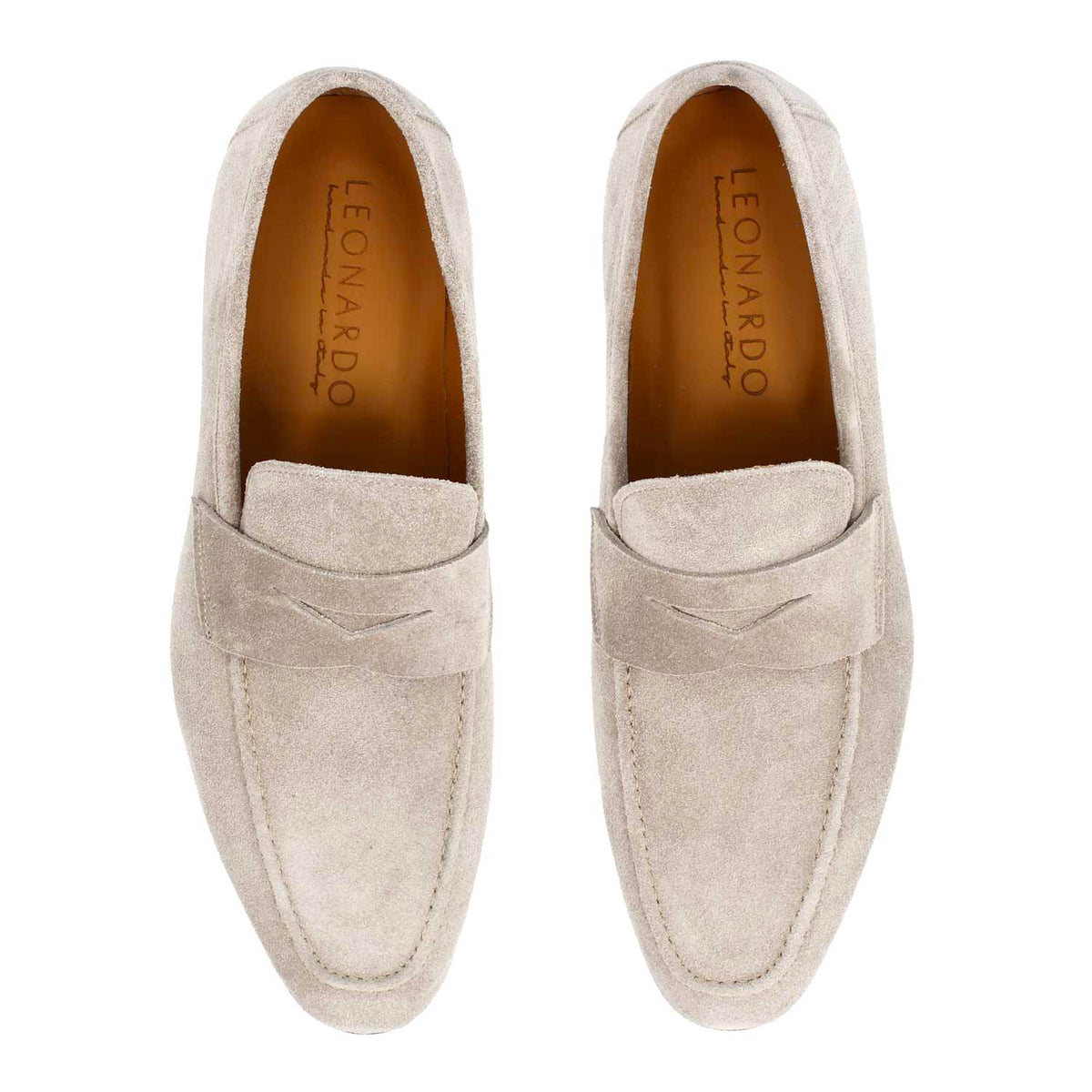 Mocassino artigianale uomo in camoscio grigio Manfredo - LeonardoShoes