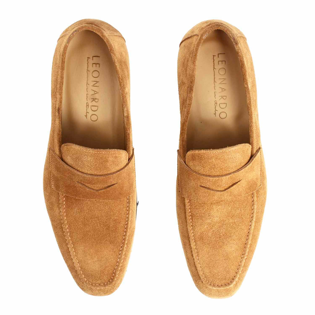 Mocassino artigianale uomo in camoscio marrone Manfredo - LeonardoShoes