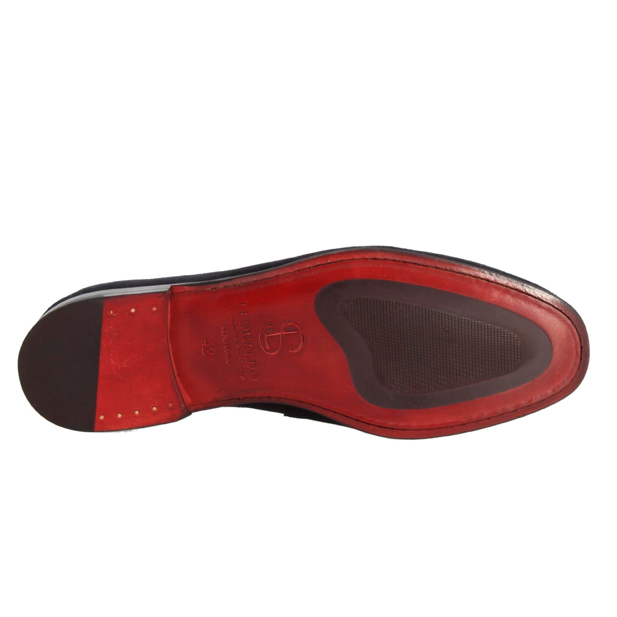 Mocassino blu artigianale da uomo in camoscio con fibbia - LeonardoShoes