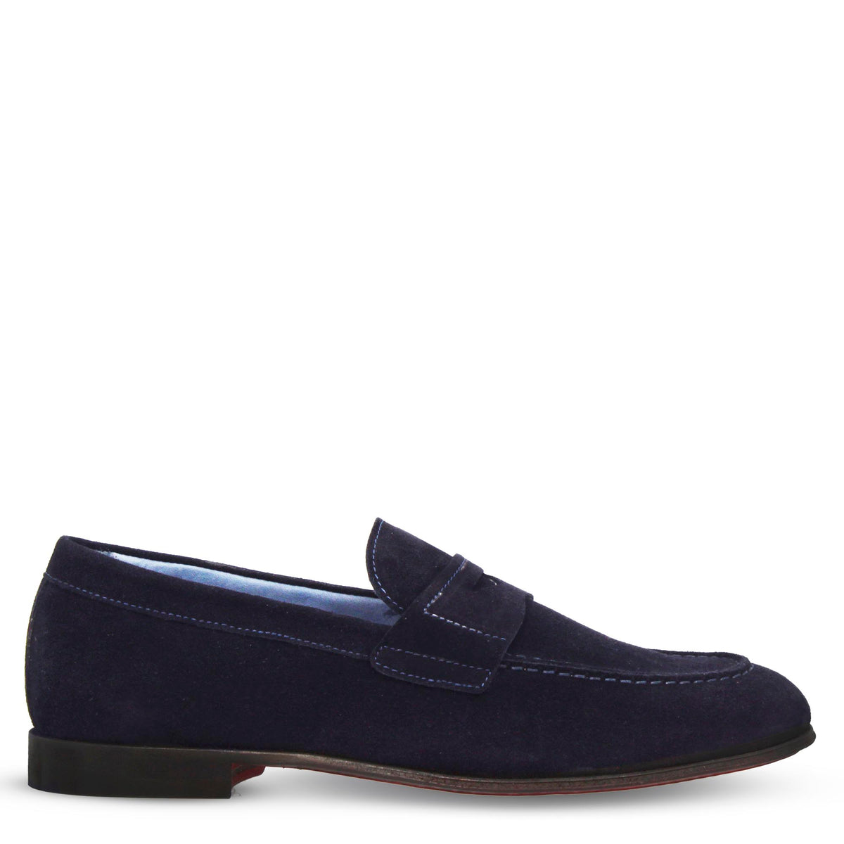 Mocassino blu artigianale da uomo in pelle scamosciata - LeonardoShoes