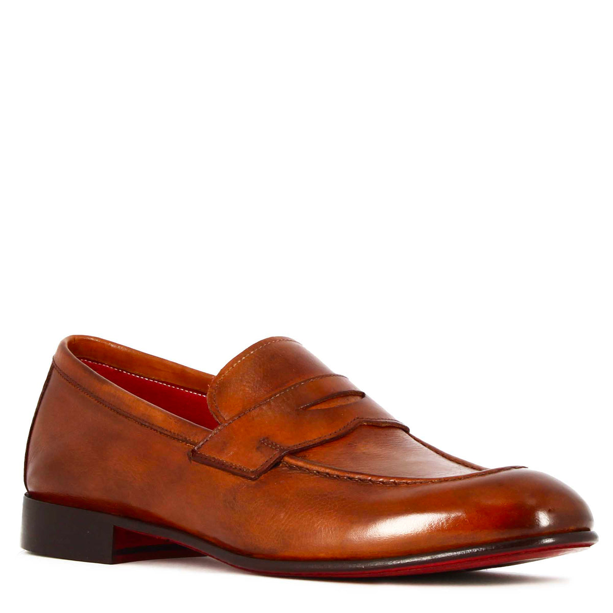 Mocassino classico da uomo in pelle colore marrone chiaro - LeonardoShoes