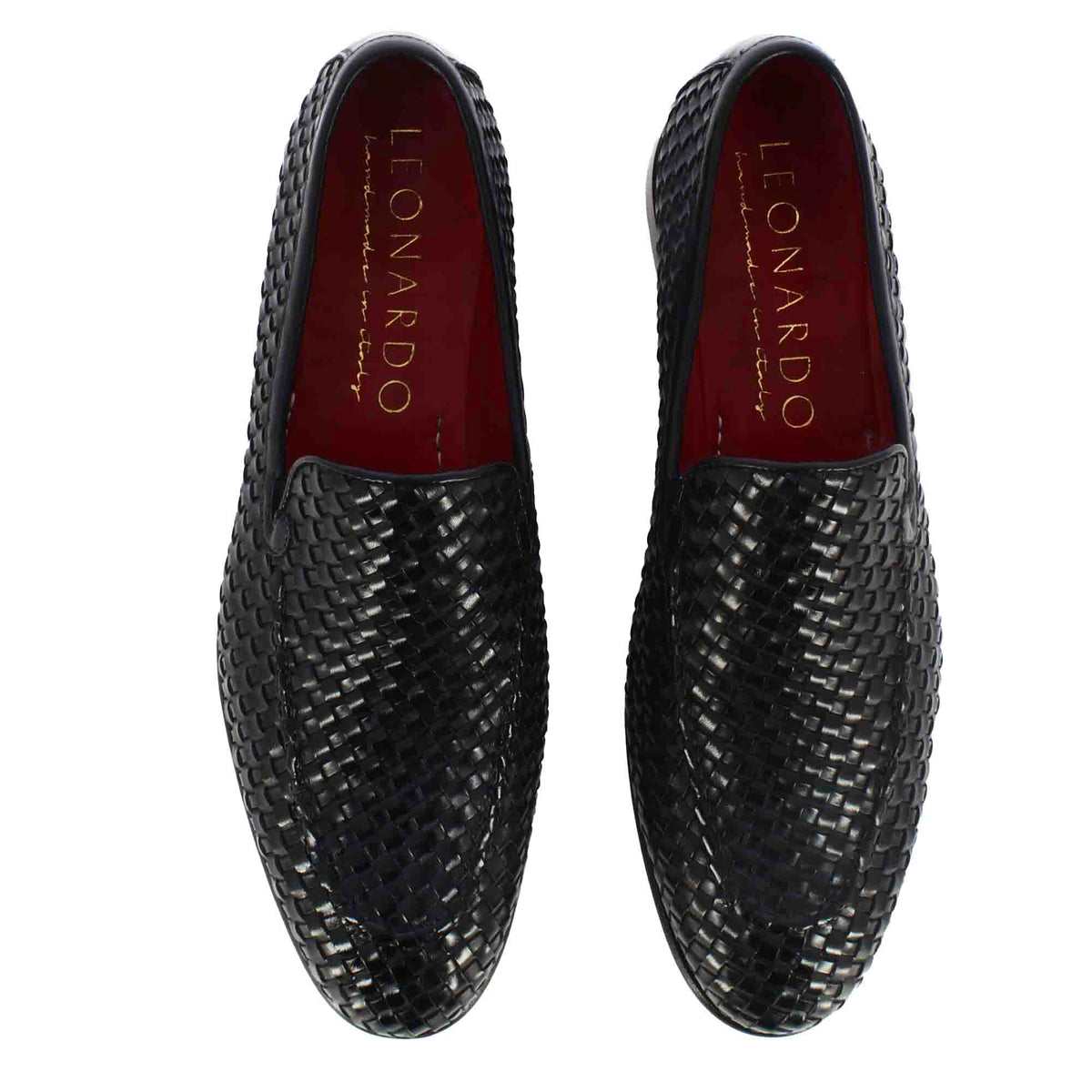 Mocassino classico da uomo in pelle intrecciata colore blu - LeonardoShoes