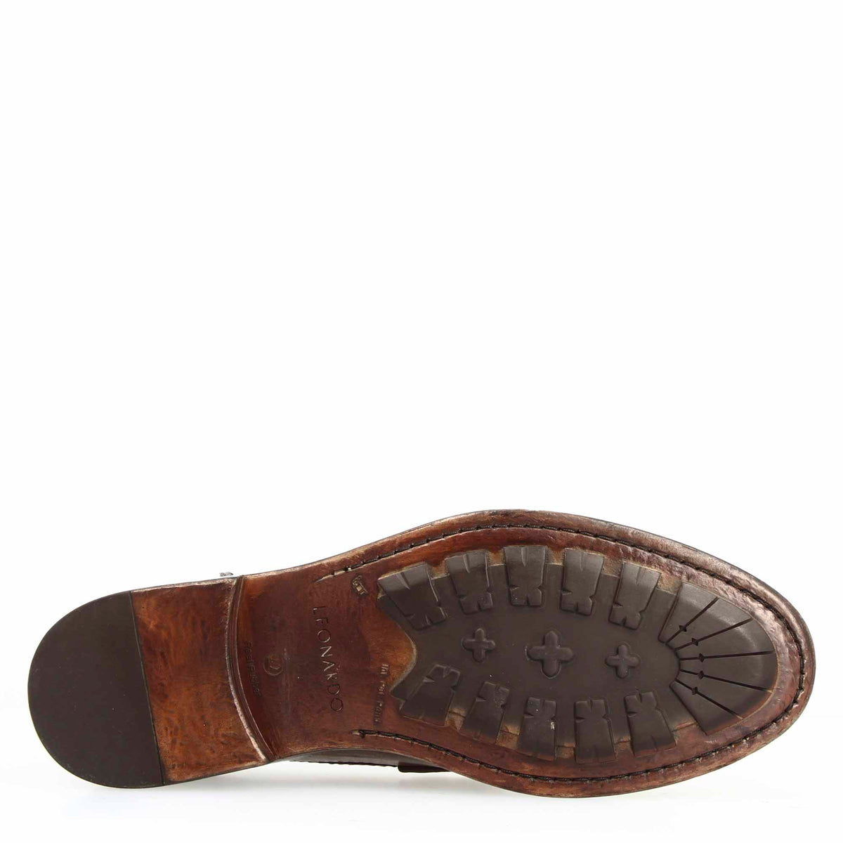 Mocassino college da uomo in pelle pregiata marrone - LeonardoShoes