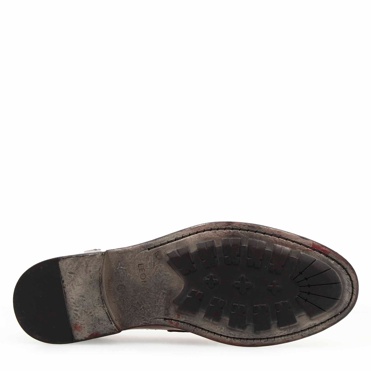 Mocassino college da uomo in pelle pregiata bordeaux - LeonardoShoes