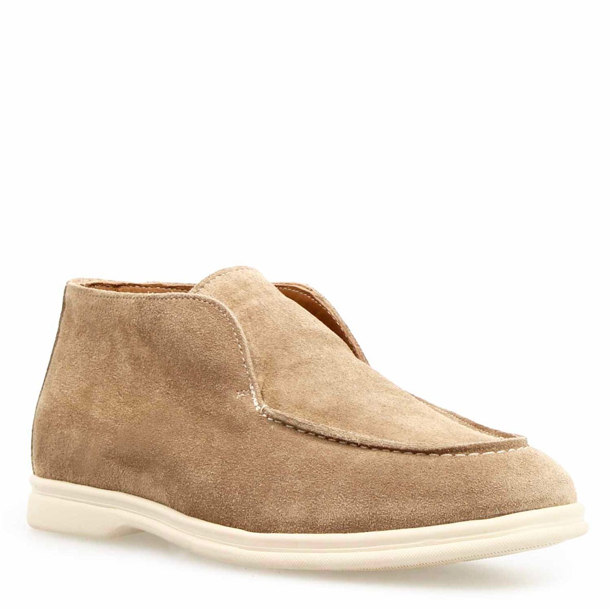 Mocassino alto Elite da uomo in camoscio beige - LeonardoShoes