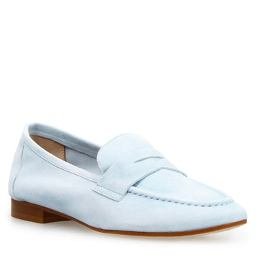 Mocassino da donna Brenta in camoscio celeste - LeonardoShoes