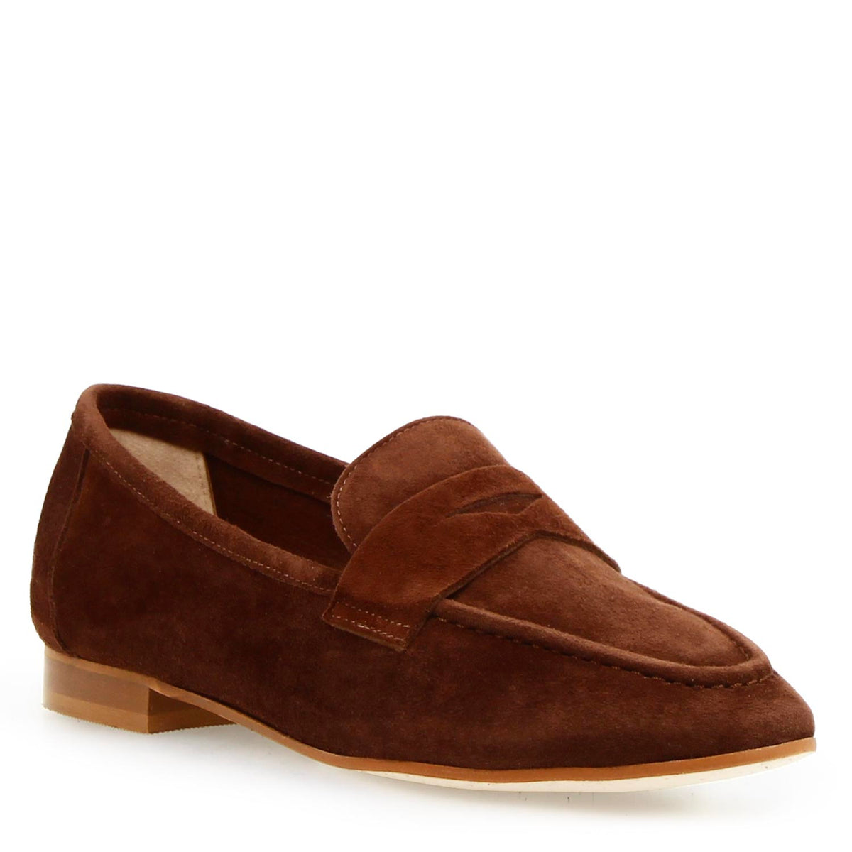 Mocassino da donna Brenta in camoscio marrone - LeonardoShoes