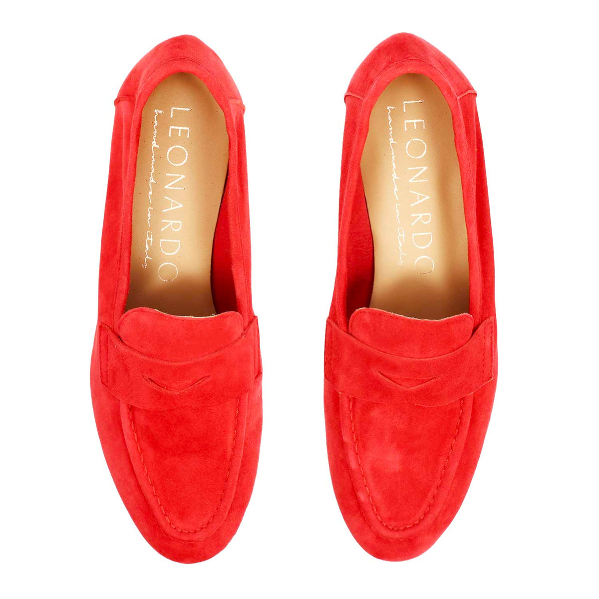 Mocassino da donna Brenta in camoscio rosso - LeonardoShoes