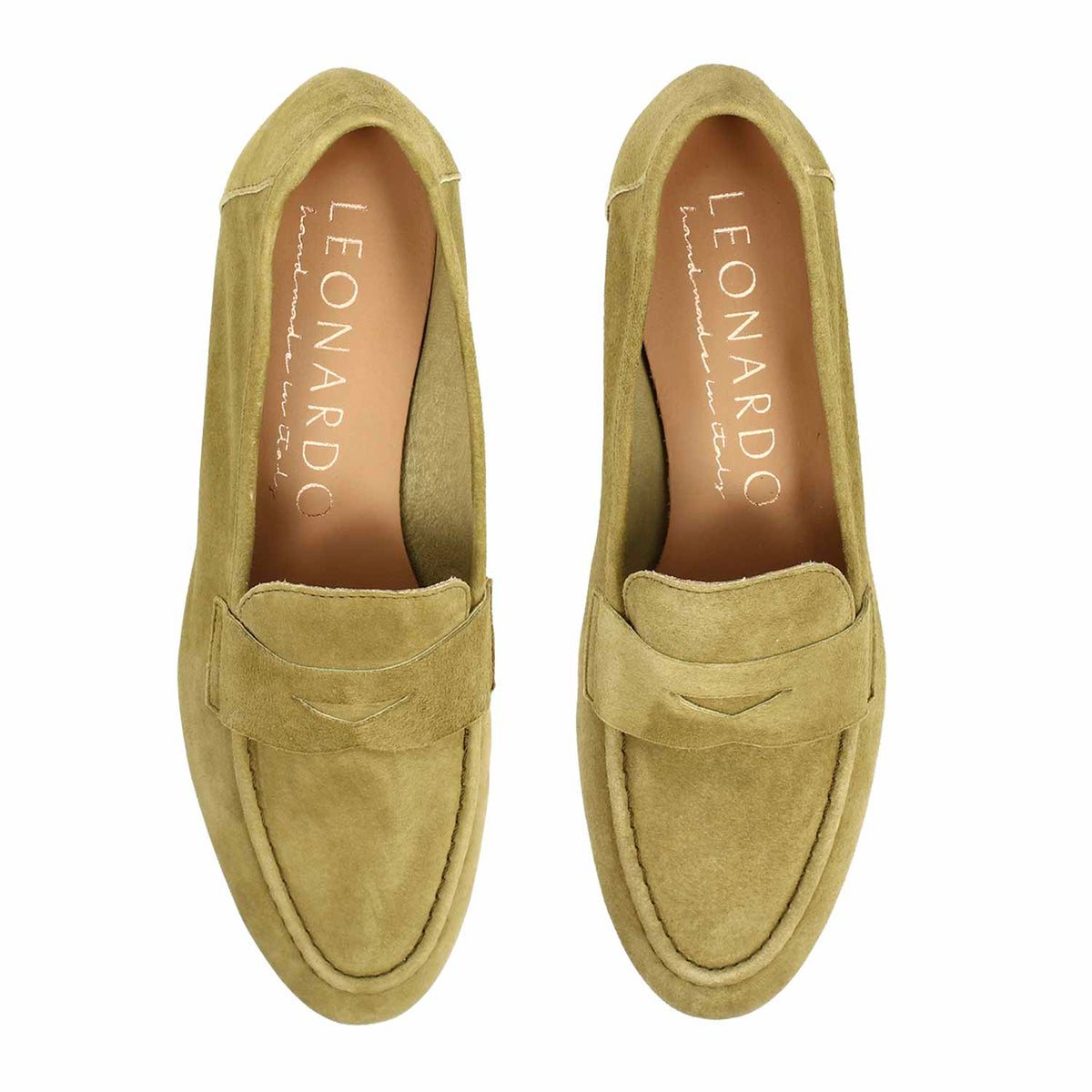 Mocassino da donna Brenta in camoscio verde - LeonardoShoes