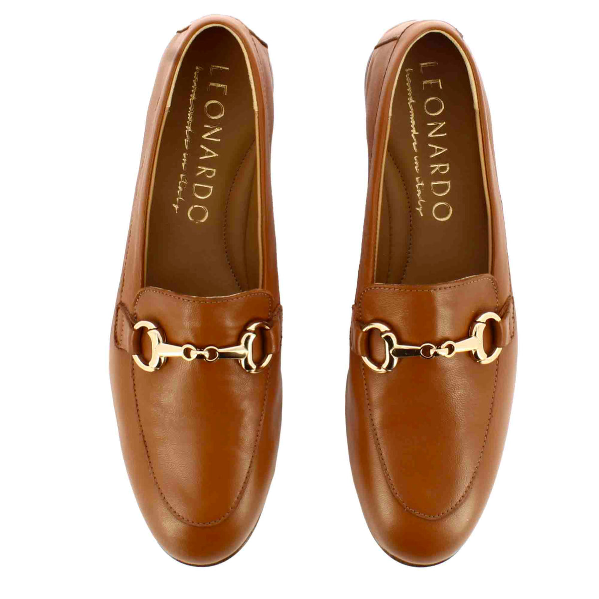 Mocassino classico da donna con morsetto in pelle colore marrone - LeonardoShoes