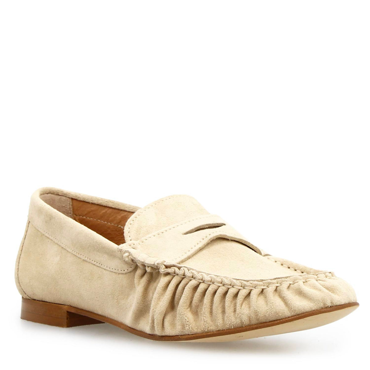 Mocassino da donna Moka in camoscio beige - LeonardoShoes