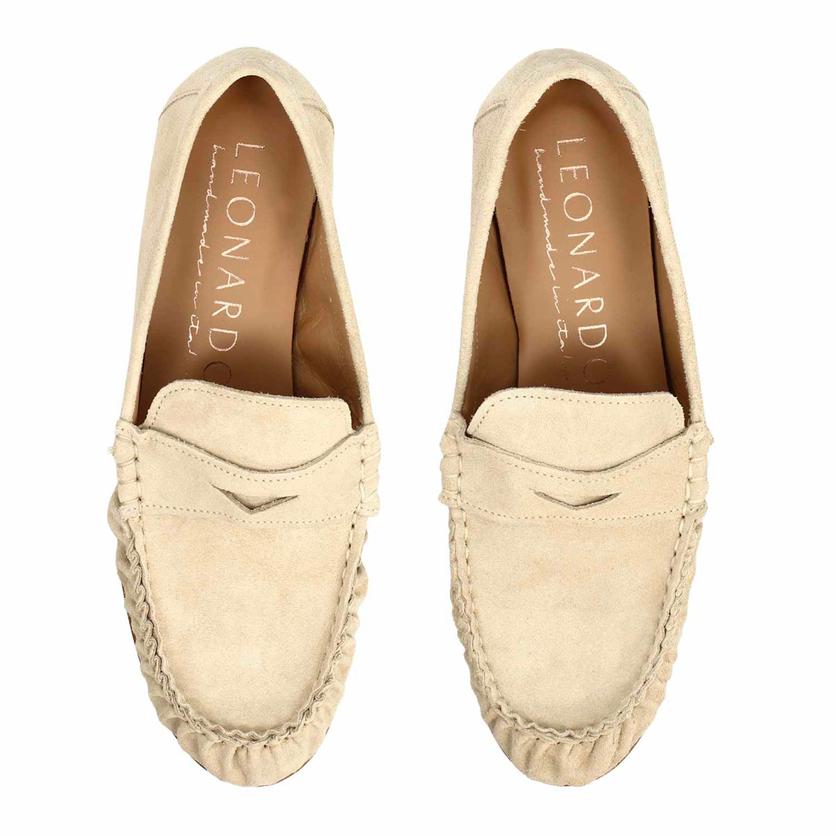 Mocassino da donna Moka in camoscio beige - LeonardoShoes