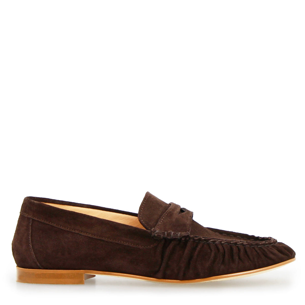 Mocassino da donna Moka in camoscio marrone scuro - LeonardoShoes