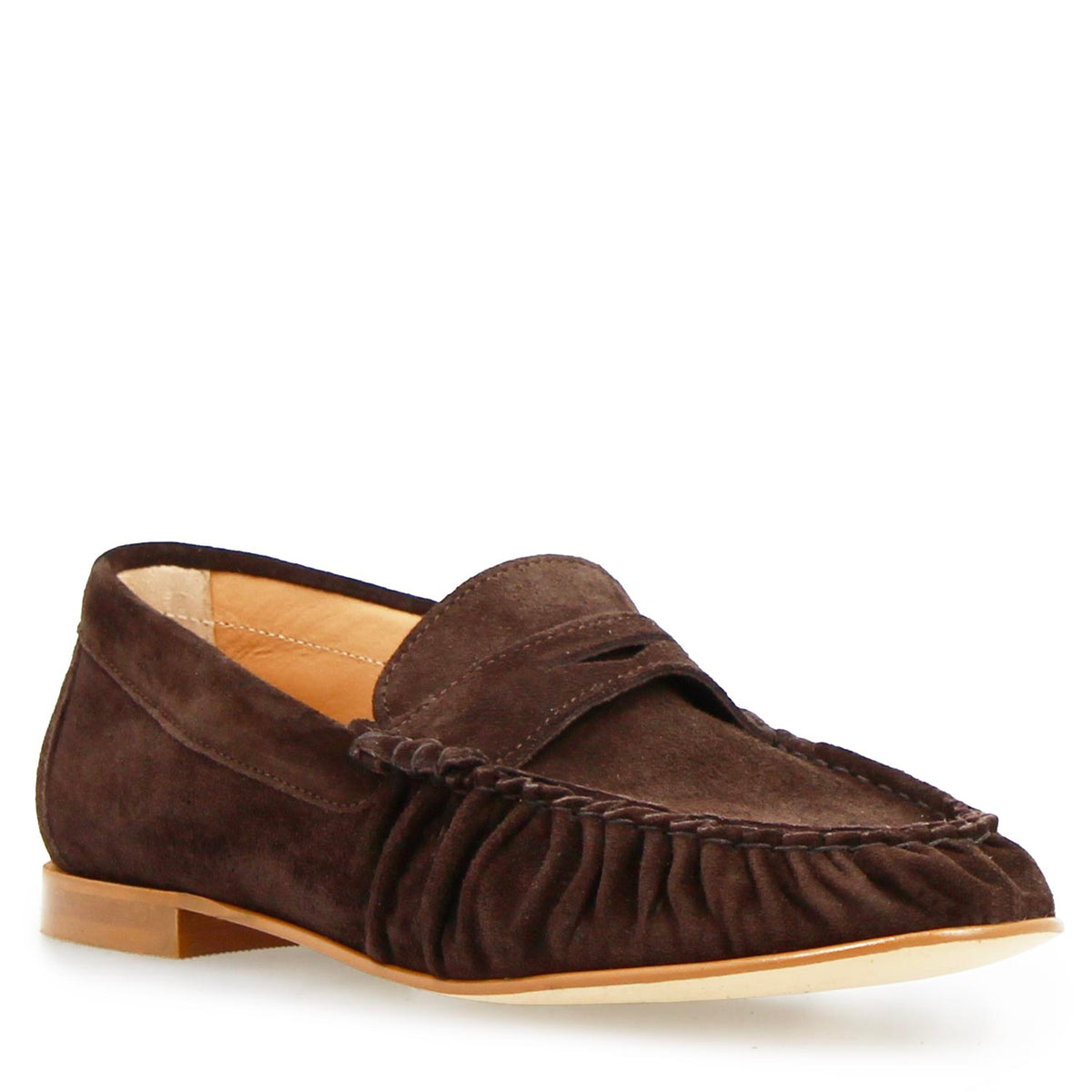 Mocassino da donna Moka in camoscio marrone scuro - LeonardoShoes