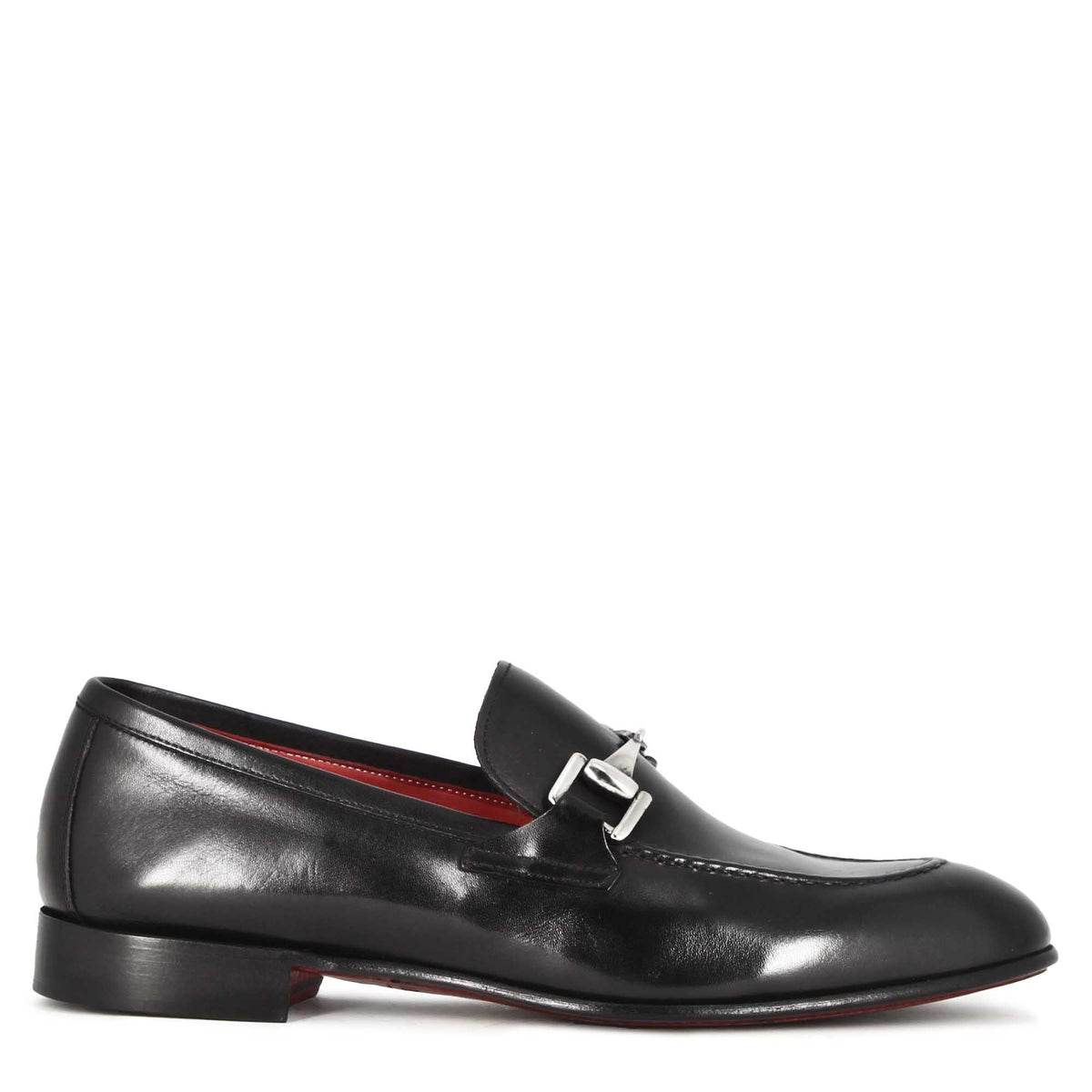Mocassino classico con morsetto da uomo in pelle colore nero - LeonardoShoes