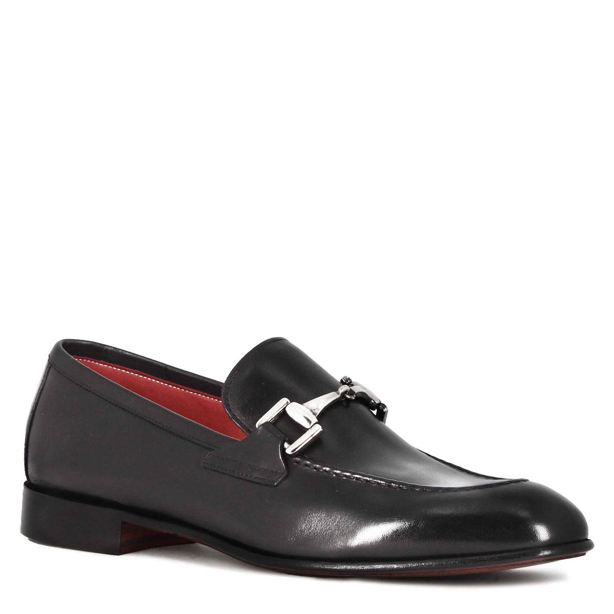 Mocassino classico con morsetto da uomo in pelle colore nero - LeonardoShoes