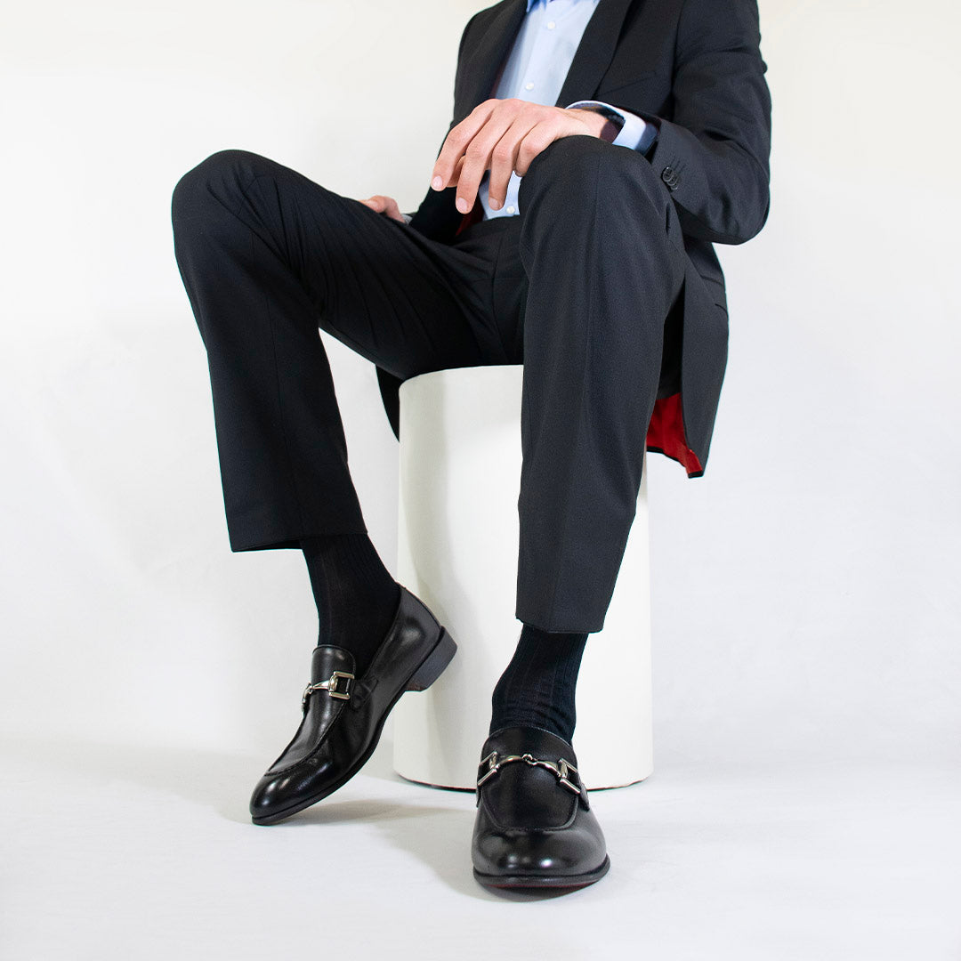 Mocassino classico con morsetto da uomo in pelle colore nero - LeonardoShoes