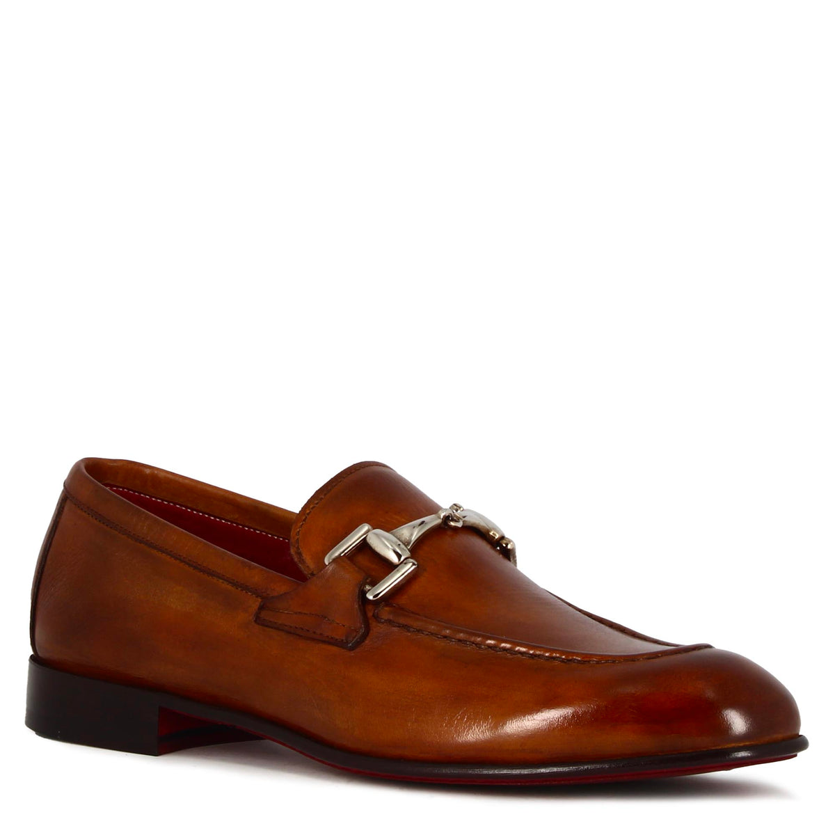 Mocassino classico con morsetto da uomo in pelle colore marrone - LeonardoShoes