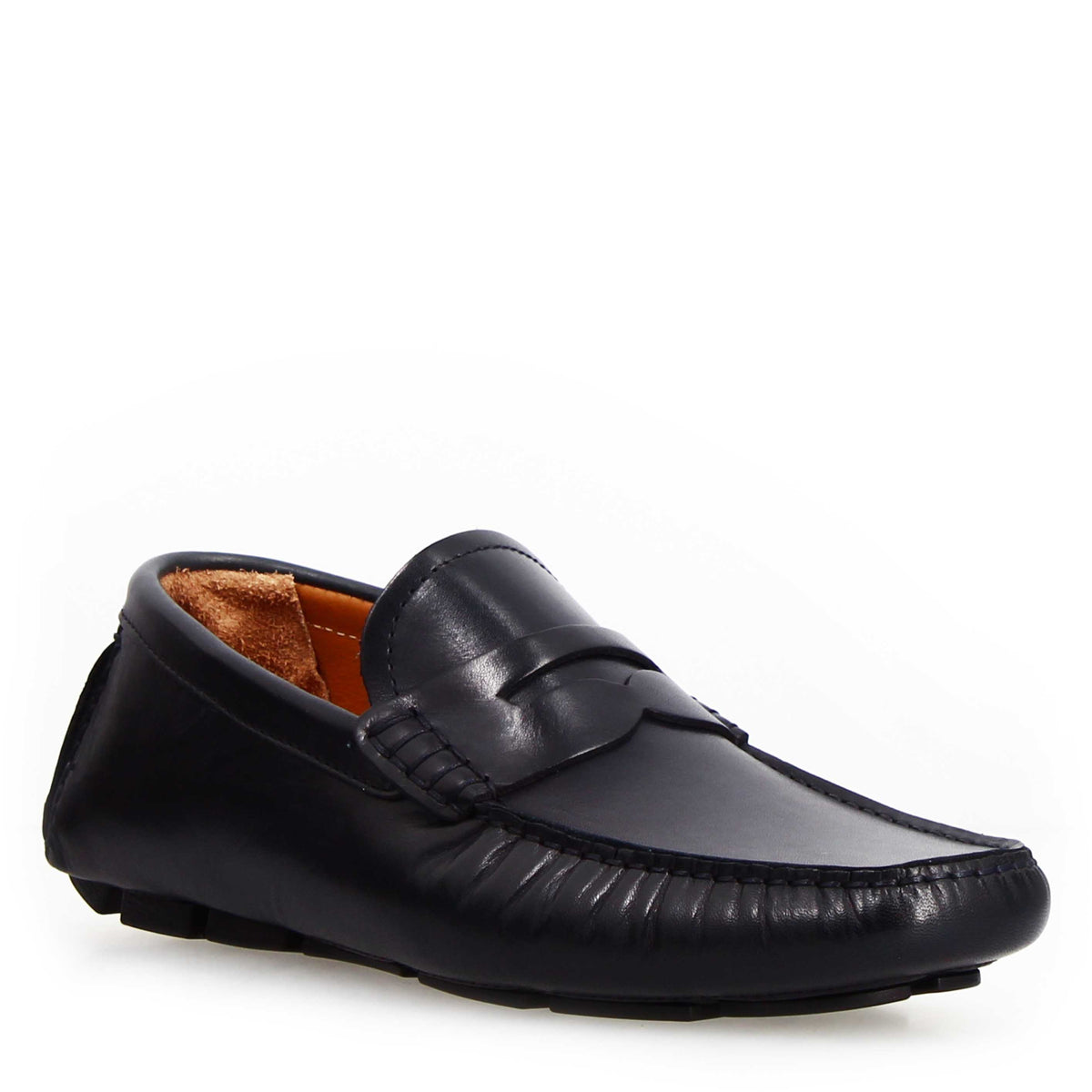 Mocassino Tiberio da uomo in pelle blu - LeonardoShoes